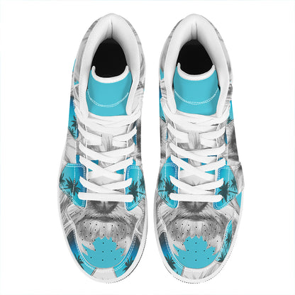 Yorkshire Terrier With Sunglasses Print High Top Leather Sneakers