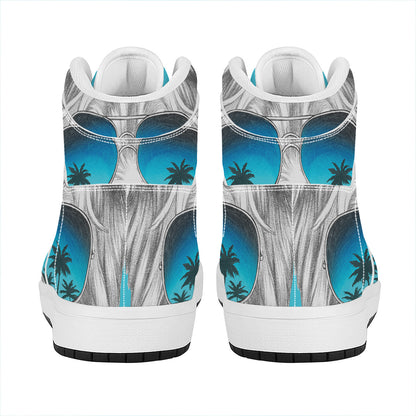 Yorkshire Terrier With Sunglasses Print High Top Leather Sneakers