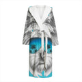 Yorkshire Terrier With Sunglasses Print Hooded Bathrobe