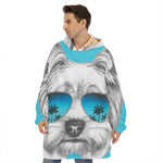 Yorkshire Terrier With Sunglasses Print Hoodie Blanket