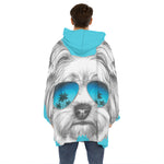 Yorkshire Terrier With Sunglasses Print Hoodie Blanket