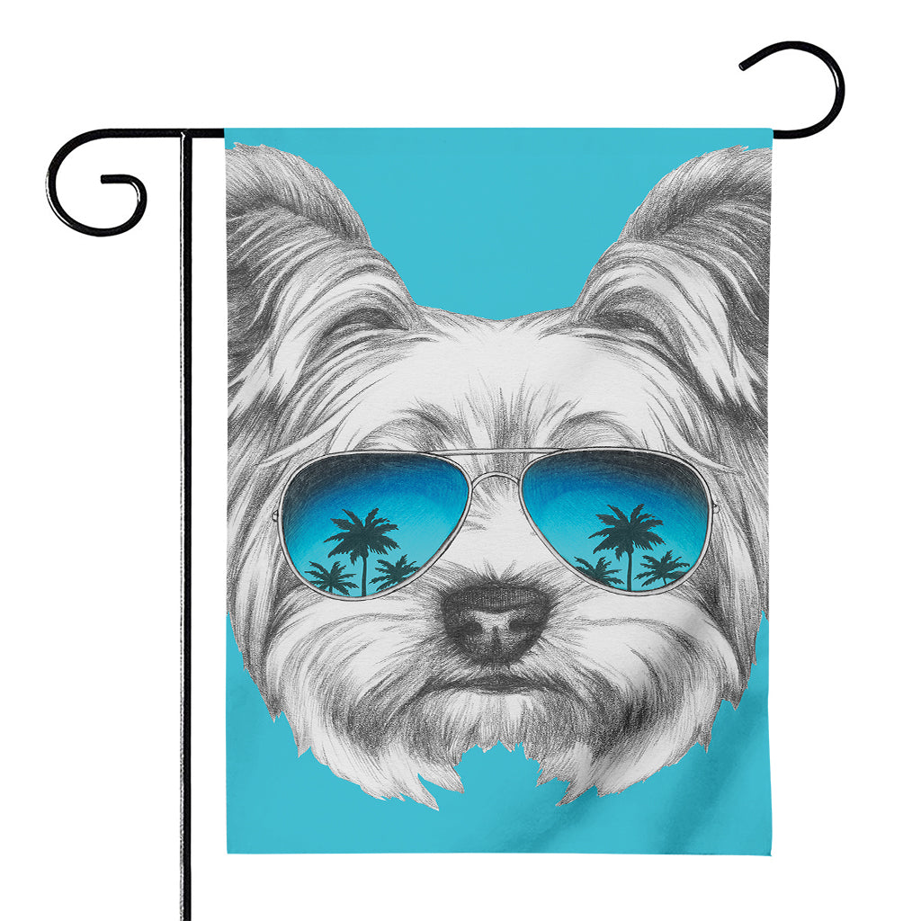 Yorkshire Terrier With Sunglasses Print House Flag