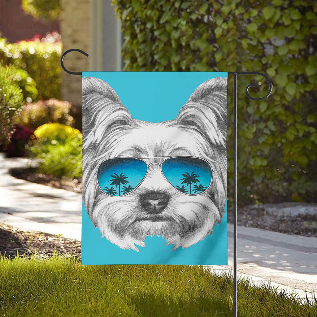 Yorkshire Terrier With Sunglasses Print House Flag