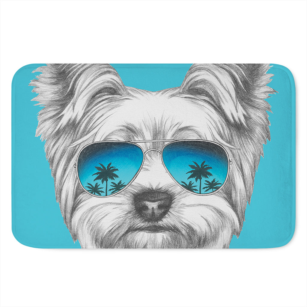 Yorkshire Terrier With Sunglasses Print Indoor Door Mat