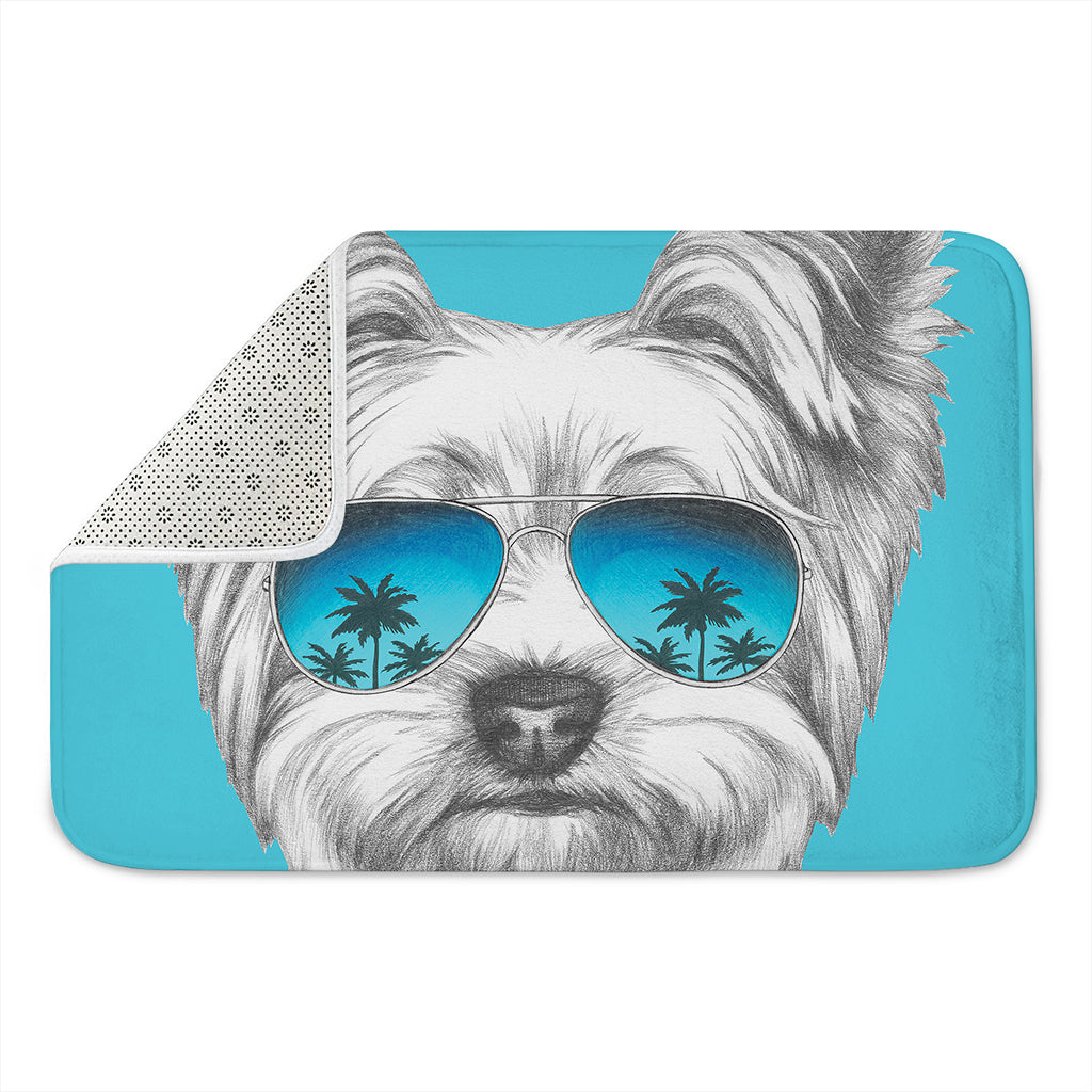 Yorkshire Terrier With Sunglasses Print Indoor Door Mat