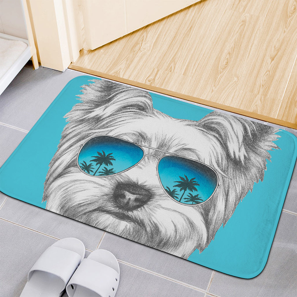 Yorkshire Terrier With Sunglasses Print Indoor Door Mat