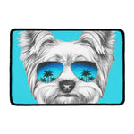 Yorkshire Terrier With Sunglasses Print Kitchen Mat