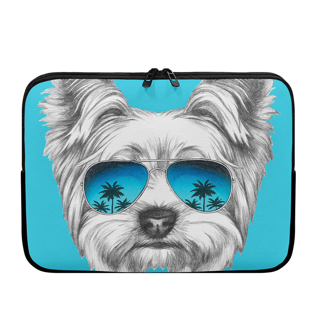 Yorkshire Terrier With Sunglasses Print Laptop Sleeve