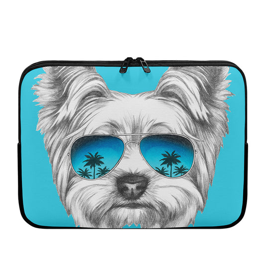 Yorkshire Terrier With Sunglasses Print Laptop Sleeve