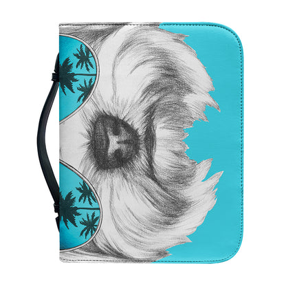 Yorkshire Terrier With Sunglasses Print Leather Bible Cover