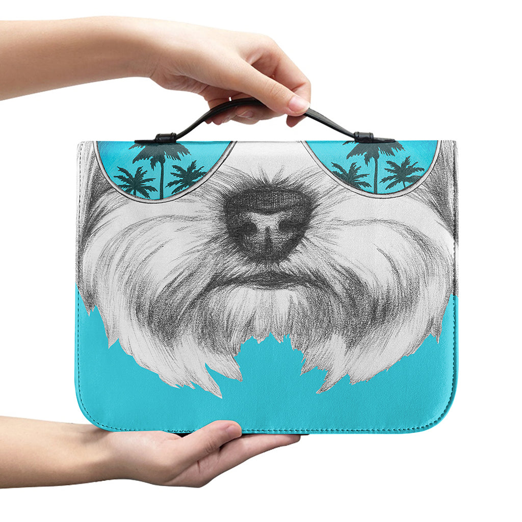 Yorkshire Terrier With Sunglasses Print Leather Bible Cover