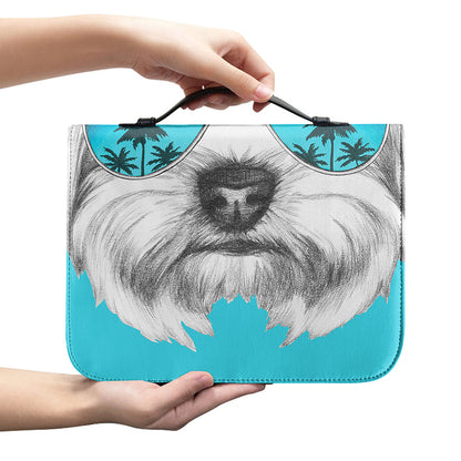 Yorkshire Terrier With Sunglasses Print Leather Bible Cover