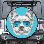 Yorkshire Terrier With Sunglasses Print Leather Spare Tire Cover