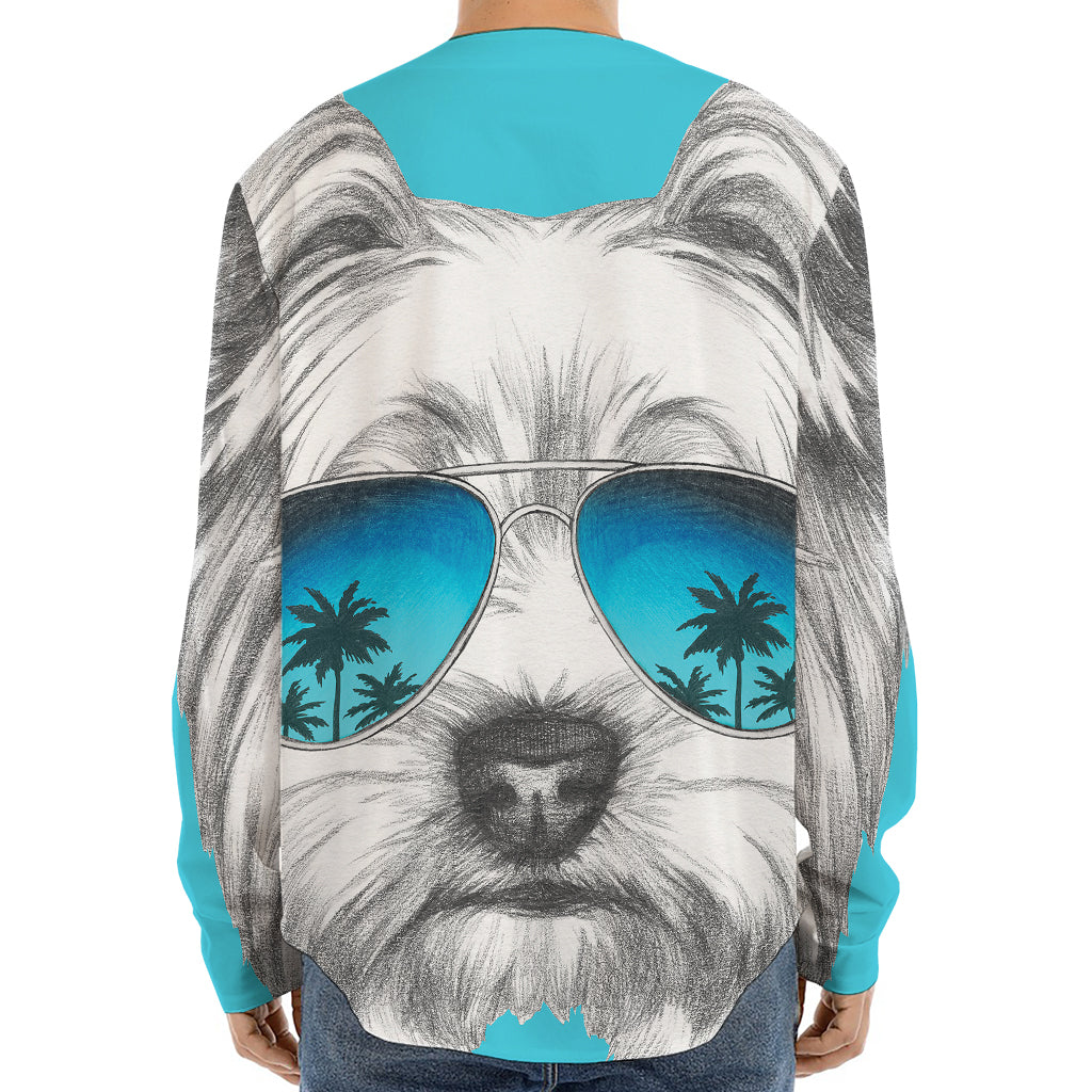 Yorkshire Terrier With Sunglasses Print Long Sleeve Baseball Jersey