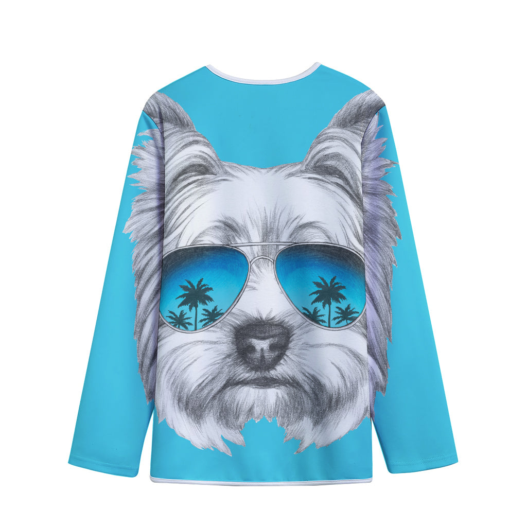 Yorkshire Terrier With Sunglasses Print Long Sleeve Short Coat