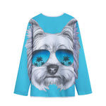 Yorkshire Terrier With Sunglasses Print Long Sleeve Short Coat