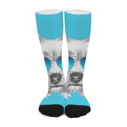 Yorkshire Terrier With Sunglasses Print Long Socks