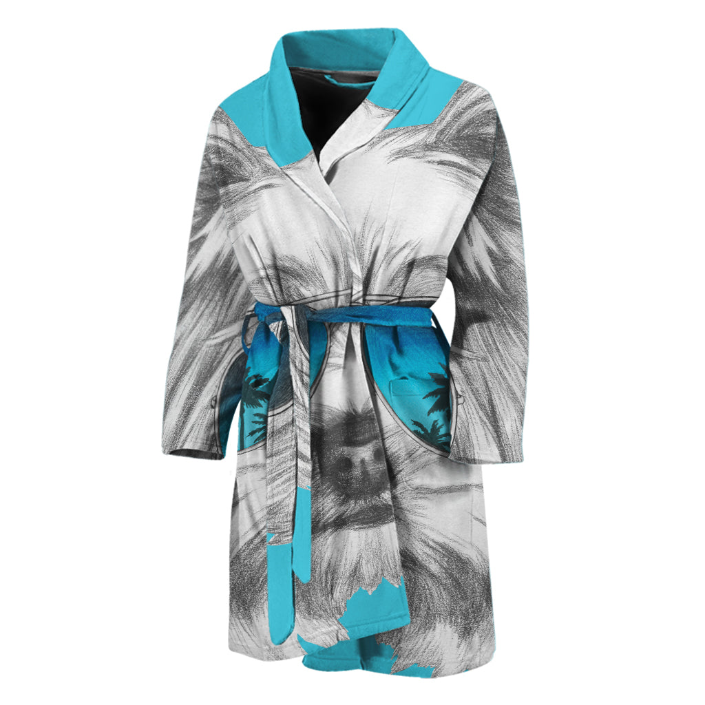 Yorkshire Terrier With Sunglasses Print Men's Bathrobe