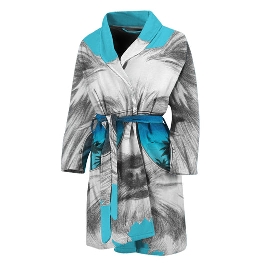 Yorkshire Terrier With Sunglasses Print Men's Bathrobe