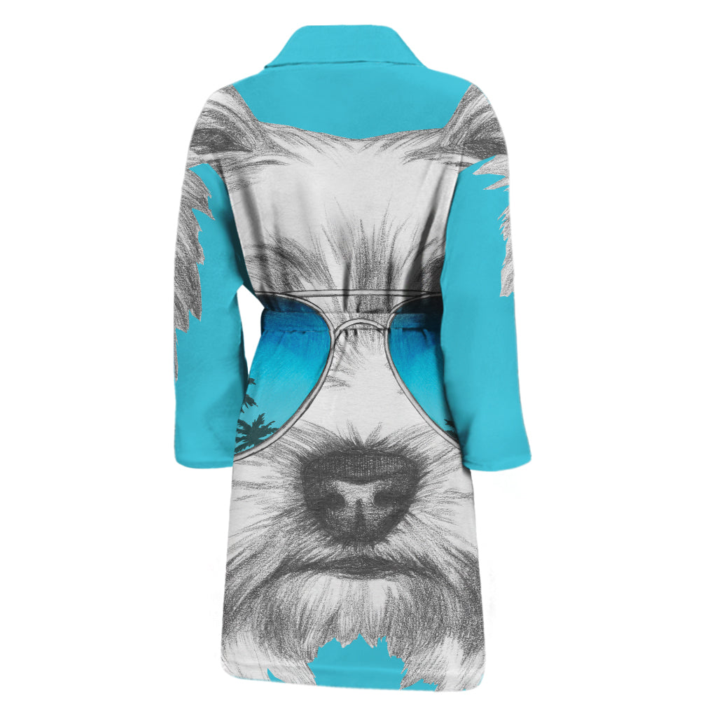 Yorkshire Terrier With Sunglasses Print Men's Bathrobe