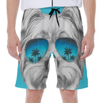 Yorkshire Terrier With Sunglasses Print Men's Beach Shorts