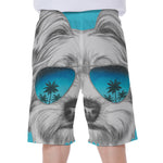 Yorkshire Terrier With Sunglasses Print Men's Beach Shorts