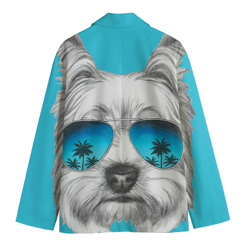 Yorkshire Terrier With Sunglasses Print Men's Blazer