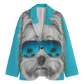 Yorkshire Terrier With Sunglasses Print Men's Cotton Blazer