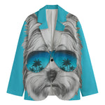 Yorkshire Terrier With Sunglasses Print Men's Cotton Blazer