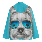 Yorkshire Terrier With Sunglasses Print Men's Cotton Blazer