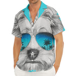 Yorkshire Terrier With Sunglasses Print Men's Deep V-Neck Shirt