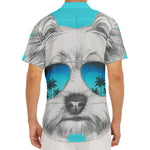 Yorkshire Terrier With Sunglasses Print Men's Deep V-Neck Shirt