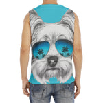 Yorkshire Terrier With Sunglasses Print Men's Fitness Tank Top