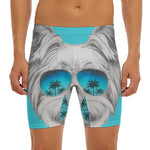 Yorkshire Terrier With Sunglasses Print Men's Long Boxer Briefs