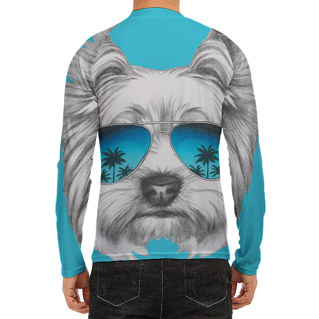 Yorkshire Terrier With Sunglasses Print Men's Long Sleeve Rash Guard