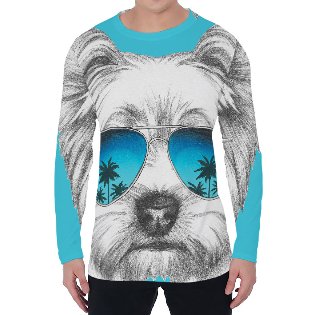 Yorkshire Terrier With Sunglasses Print Men's Long Sleeve T-Shirt
