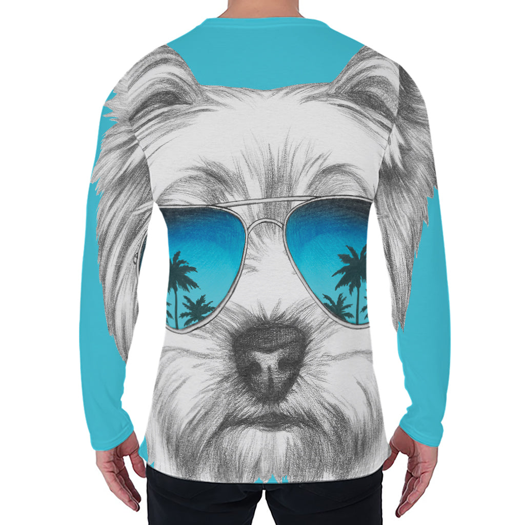 Yorkshire Terrier With Sunglasses Print Men's Long Sleeve T-Shirt