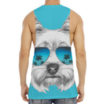 Yorkshire Terrier With Sunglasses Print Men's Muscle Tank Top