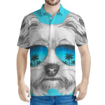 Yorkshire Terrier With Sunglasses Print Men's Polo Shirt