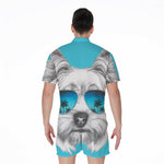 Yorkshire Terrier With Sunglasses Print Men's Rompers