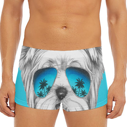 Yorkshire Terrier With Sunglasses Print Men's Short Boxer Briefs
