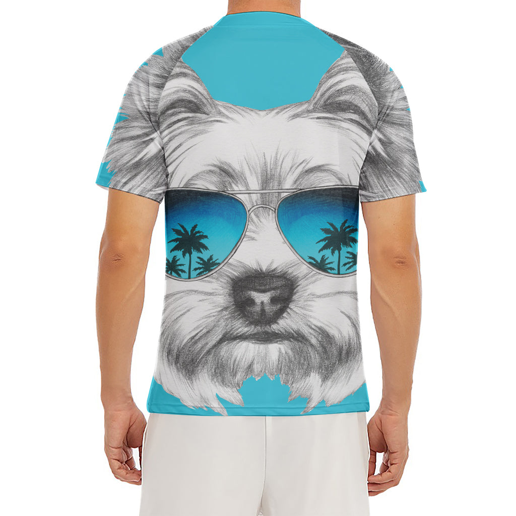Yorkshire Terrier With Sunglasses Print Men's Short Sleeve Rash Guard