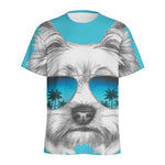 Yorkshire Terrier With Sunglasses Print Men's Sports T-Shirt