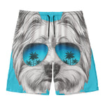 Yorkshire Terrier With Sunglasses Print Men's Swim Trunks