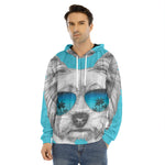 Yorkshire Terrier With Sunglasses Print Men's Velvet Pullover Hoodie