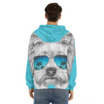 Yorkshire Terrier With Sunglasses Print Men's Velvet Pullover Hoodie