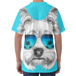 Yorkshire Terrier With Sunglasses Print Men's Velvet T-Shirt