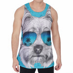 Yorkshire Terrier With Sunglasses Print Men's Velvet Tank Top