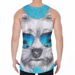 Yorkshire Terrier With Sunglasses Print Men's Velvet Tank Top