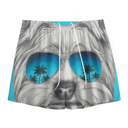 Yorkshire Terrier With Sunglasses Print Mesh Shorts